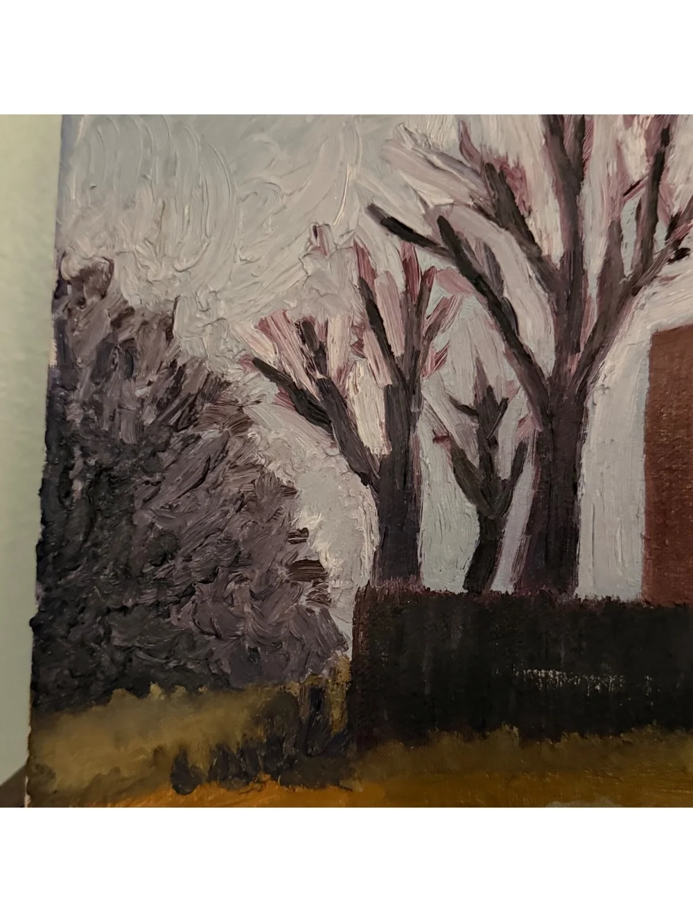 Custom Acrylic Painting houses vintage style signed